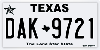 TX license plate DAK9721