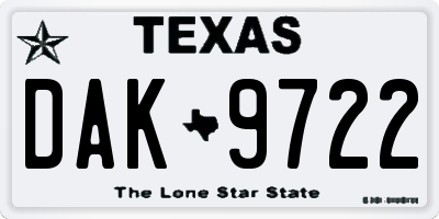 TX license plate DAK9722