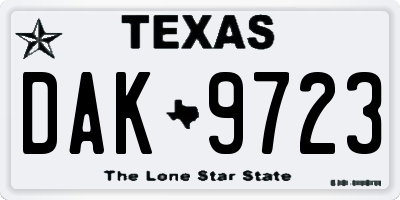 TX license plate DAK9723