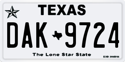 TX license plate DAK9724