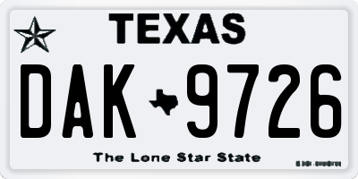 TX license plate DAK9726