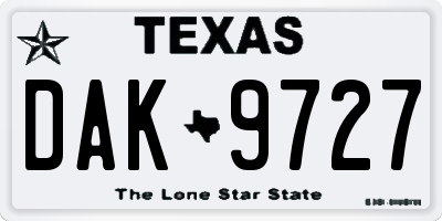 TX license plate DAK9727