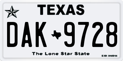 TX license plate DAK9728