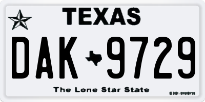 TX license plate DAK9729