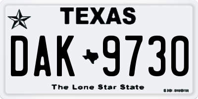 TX license plate DAK9730