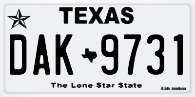 TX license plate DAK9731