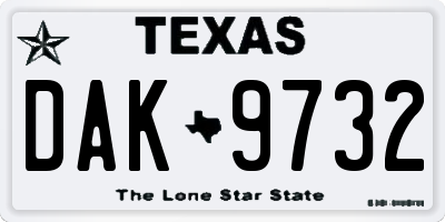 TX license plate DAK9732