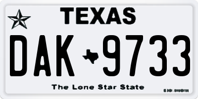 TX license plate DAK9733