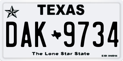 TX license plate DAK9734