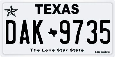 TX license plate DAK9735