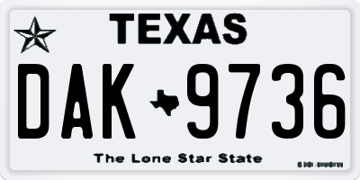 TX license plate DAK9736