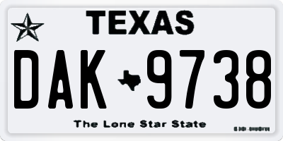 TX license plate DAK9738