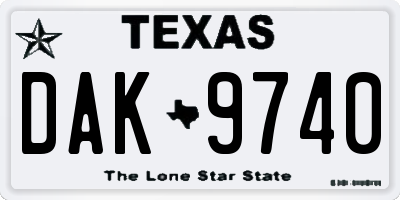 TX license plate DAK9740