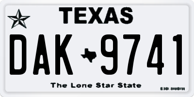 TX license plate DAK9741