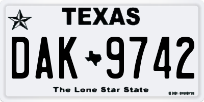 TX license plate DAK9742