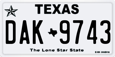 TX license plate DAK9743