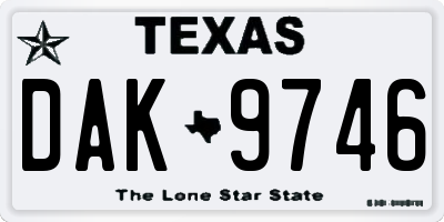 TX license plate DAK9746