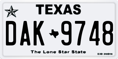 TX license plate DAK9748