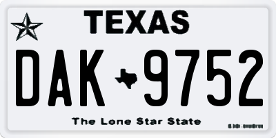 TX license plate DAK9752