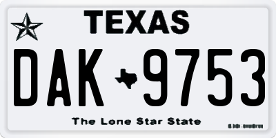 TX license plate DAK9753