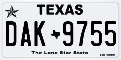 TX license plate DAK9755