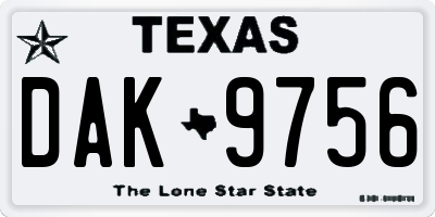 TX license plate DAK9756