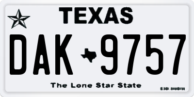 TX license plate DAK9757