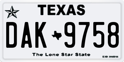 TX license plate DAK9758