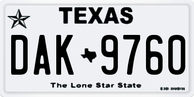 TX license plate DAK9760