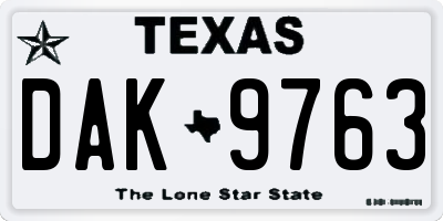 TX license plate DAK9763