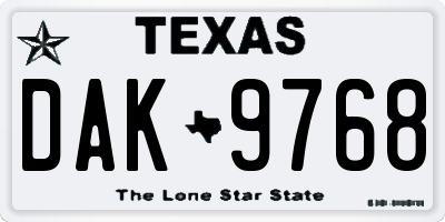 TX license plate DAK9768