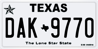 TX license plate DAK9770