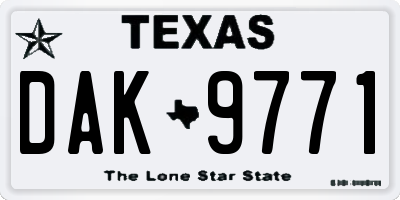 TX license plate DAK9771