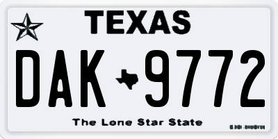 TX license plate DAK9772