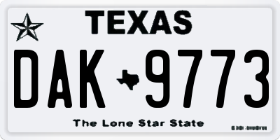 TX license plate DAK9773