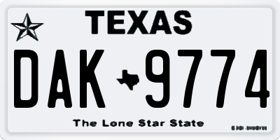TX license plate DAK9774