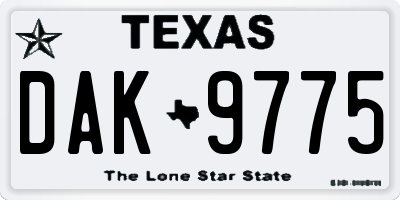 TX license plate DAK9775