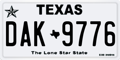 TX license plate DAK9776