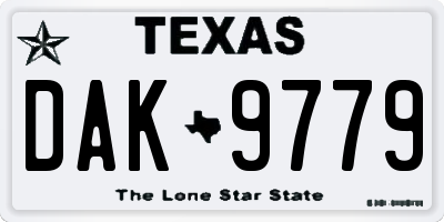 TX license plate DAK9779