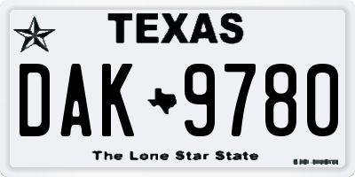 TX license plate DAK9780