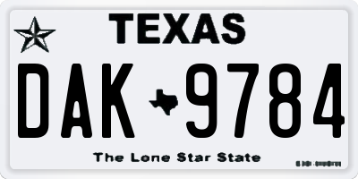 TX license plate DAK9784