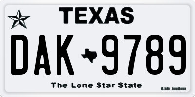 TX license plate DAK9789