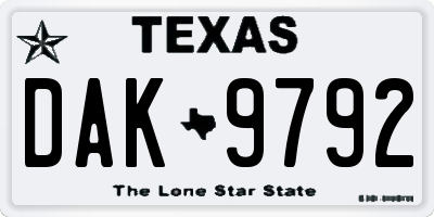 TX license plate DAK9792