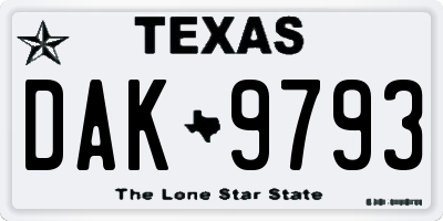 TX license plate DAK9793