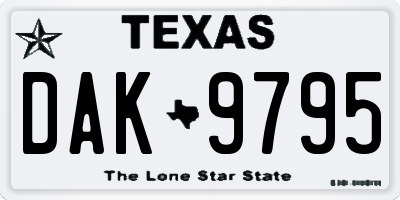 TX license plate DAK9795