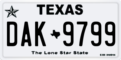 TX license plate DAK9799