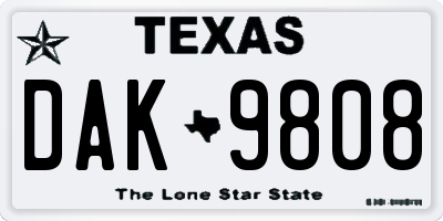 TX license plate DAK9808