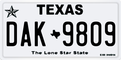 TX license plate DAK9809