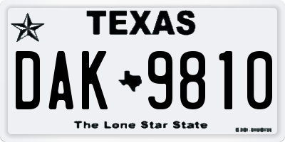 TX license plate DAK9810
