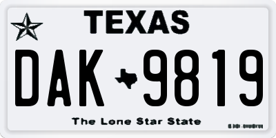 TX license plate DAK9819
